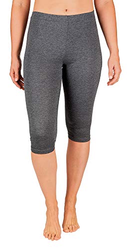 SES Capri Leggings Damen Anthrazit meliert (40/42) aus Baumwolle/blickdichte Damen Capri-Leggings/elastische Damen Leggins 3/4 lang Baumwolle/Damen Capri Leggings mit Perfekter Passform von SES