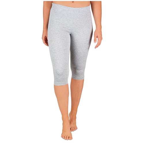 SES Capri Leggings Damen Grau meliert (48/50) aus Baumwolle/blickdichte Damen Capri-Leggings/elastische Damen Leggins 3/4 lang Baumwolle/Damen Capri Leggings mit Perfekter Passform von SES