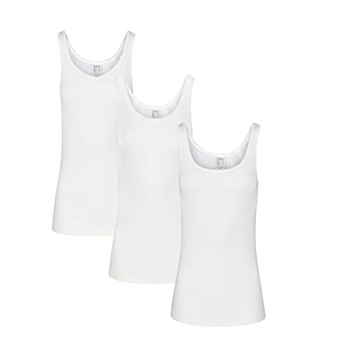 SES Unterhemden Damen 3er-Pack 34 Weiß aus 100% Baumwolle/Unterhemd Damen mit weicher Feinripp-Qualität/Unterhemd en Damen Baumwolle als Basic Tops oder Tank Top Damen von SES