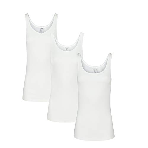 SES Unterhemden Damen 3er-Pack 40 Weiß aus 100% Baumwolle/Unterhemd Damen mit weicher Feinripp-Qualität/Unterhemd en Damen Baumwolle als Basic Tops oder Tank Top Damen von SES