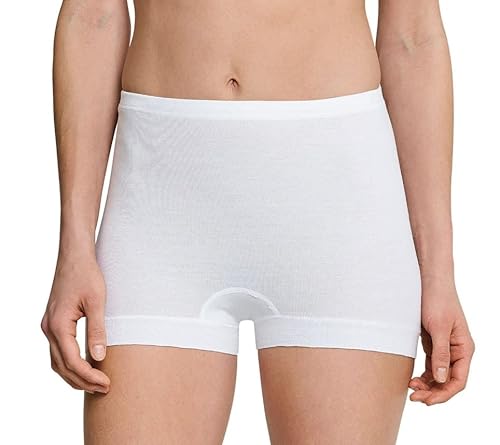 SES Pagenschlüpfer Damen 5er Pack Größe 40/42 aus 100% Baumwolle weiß/Feinripp Damen Schlüpfer mit Bein, hoher Leibhöhe und sanften Bündchen/kochfeste Unterhosen Damen mit hohem Komfort von SES