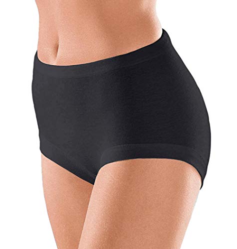 SES Taillenslip Damen 5er Pack 38 aus 100% Baumwolle schwarz/Feinripp Unterhosen Damen Hohe Taille, hoher Leibhöhe und sanften Bündchen/Damen Taillenslip mit hohem Komfort von SES