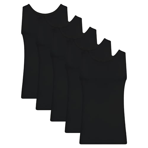 SES Feinripp Unterhemd Herren 5er Pack Schwarz 3XL / figurbetontes Tank Top Herren aus 100% Baumwolle/Herren Unterhemden mit körpernaher Passform von SES