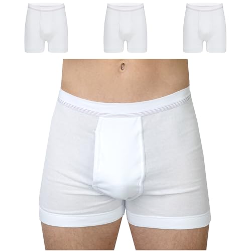 SES Feinripp Unterhosen Herren weiß 3er Pack aus 100% Baumwolle L/kochfeste Herren Unterhosen mit Eingriff und Weichbund/Unterhosen Männer aus hochwertigem Feinripp von SES