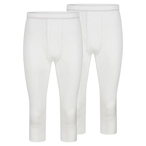SES Herren 3/4-lange Unterhose 2er Pack mit Eingriff und Weichbund aus 100% Baumwolle, weiß (4XL) von SES