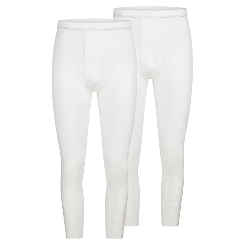 SES Herren Lange Unterhose 2er Pack mit Eingriff und Weichbund aus 100% Baumwolle, weiß (4XL) von SES