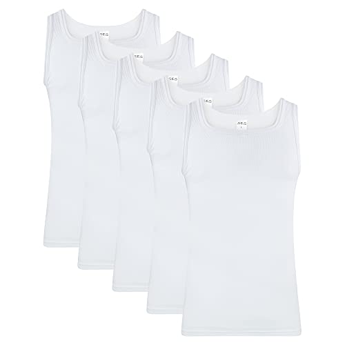 SES Doppelripp Unterhemd Herren 5er Pack Weiß 4XL / figurbetontes Tank Top Herren aus 100% Baumwolle/Herren Unterhemden mit körpernaher Passform von SES