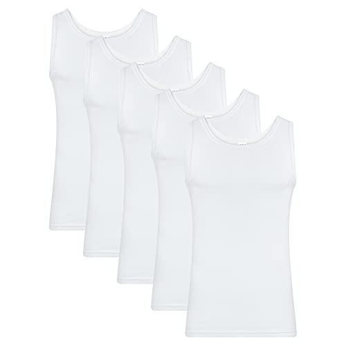 SES Feinripp Unterhemd Herren 5er Pack Weiß 3XL / figurbetontes Tank Top Herren aus 100% Baumwolle/Herren Unterhemden mit körpernaher Passform von SES