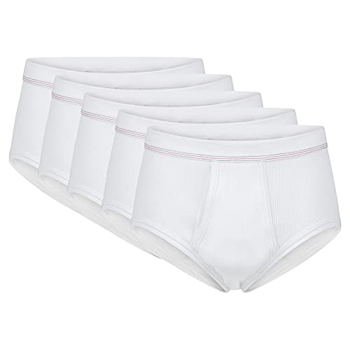 SES Doppelripp Unterhosen Herren weiß 5er Pack aus 100% Baumwolle L/kochfeste Herren Unterhosen mit Eingriff und Weichbund/Unterhosen Männer aus hochwertigem Doppelripp von SES