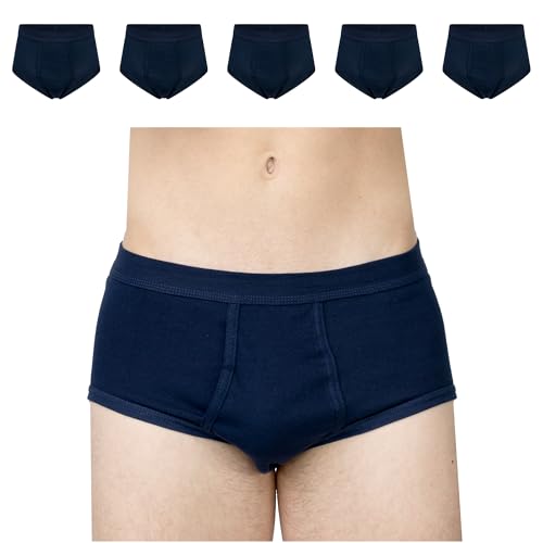 SES Herren Unterhosen Feinripp 5er Pack mit Eingriff XXL Marine - 100% Baumwolle, Kochfest bis 95°C - Atmungsaktiv & Hautfreundlich - Unterhosen für Männer mit weichem Bund von SES