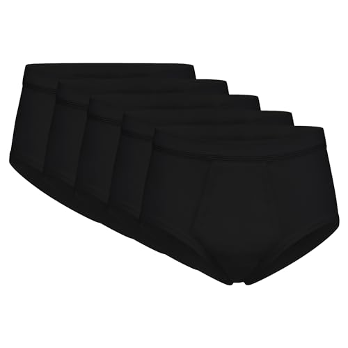 SES Herren Unterhosen Slip 5er Pack Feinripp mit Eingriff und Weichbund aus 100% Baumwolle, schwarz (4XL) von SES
