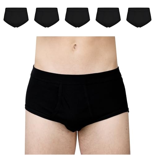 SES Herren Unterhosen Feinripp 5er Pack mit Eingriff S schwarz - 100% Baumwolle, Kochfest bis 95°C - Atmungsaktiv & Hautfreundlich - Unterhosen für Männer mit weichem Bund von SES