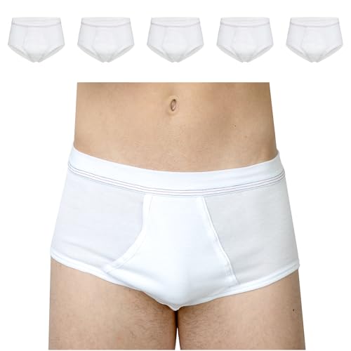 SES Herren Unterhosen Feinripp 5er Pack mit Eingriff S weiß - 100% Baumwolle, Kochfest bis 95°C - Atmungsaktiv & Hautfreundlich - Unterhosen für Männer mit weichem Bund von SES