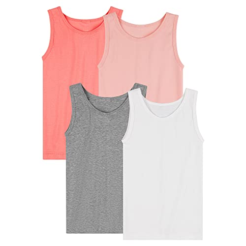 SES 4er Pack Unterhemden Mädchen aus 100% Baumwolle in 4 Farben 128 / Bequeme Unterhemden für Mädchen/rosa & graue Unterhemd Kinder/Kinder Unterhemden Mädchen von SES