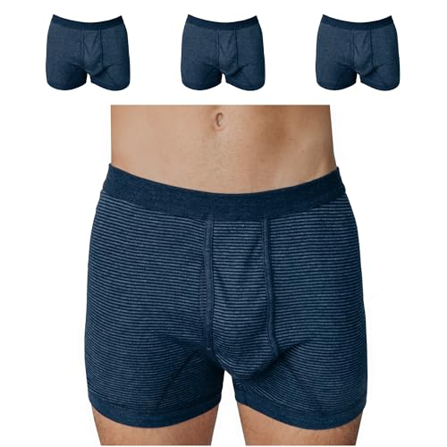 SES Ringel Herren Schlüpfer S Jeans Marine aus Baumwolle 3er Pack/Unterhosen Männer klassisch, bequem & atmungsaktiv/Feinripp Unterhose Herren mit weichem Bund & Eingriff von SES