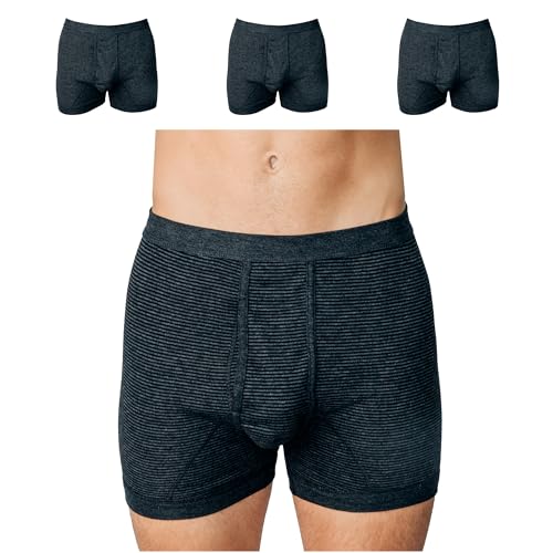 SES Ringel Herren Schlüpfer XXL anthrazit aus Baumwolle 3er Pack/Unterhosen Männer klassisch, bequem & atmungsaktiv/Feinripp Unterhose Herren mit weichem Bund & Eingriff von SES