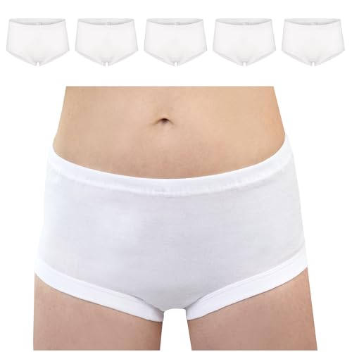 SES Taillenslip Damen Feinripp 5er Pack 44 weiß - 100% Baumwolle, hohe Taille & bequemer Weiches Bündchen & Doppelzwickel - Atmungsaktive Unterhosen Damen von SES