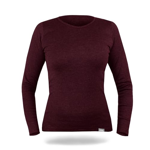 SES Thermoshirt Damen Langarm 38 Bordeaux aus 75% Baumwolle & 25% Polyester/atmungsaktive Thermo Oberteil Damen/Thermounterwäsche Damen für Wärme & Komfort von SES