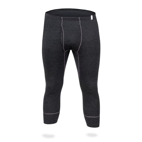 SES Thermounterhose Herren 3/4 mit Eingriff M Anthrazit aus 75% Baumwolle & 25% Polyester/atmungsaktive Unterhosen Männer 3/4 mit Eingriff/Thermo Winter Unterwäsche Herren für Wärme & Komfort von SES