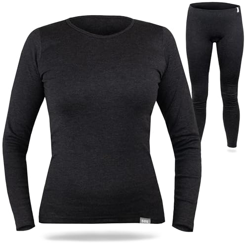 SES Thermounterwäsche Damen Set 38 Anthrazit aus 75% Baumwolle & 25% Polyester/Atmungsaktive & Langlebige Thermounterwäsche für Damen/Thermowäsche Damen für Wärme und Komfort von SES