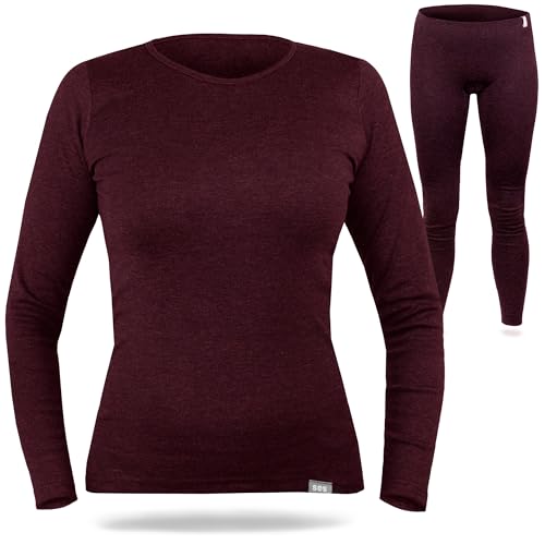 SES Thermounterwäsche Damen Set 40 Bordeaux aus 75% Baumwolle & 25% Polyester/Atmungsaktive & Langlebige Thermounterwäsche für Damen/Thermowäsche Damen für Wärme und Komfort von SES