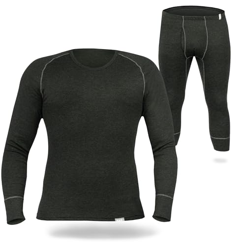 SES Thermounterwäsche Herren Set 3/4 lang XL Olive - Atmungsaktive & Langlebige Thermowäsche aus Baumwolle - Wärme & Komfort für Winter, Ski & Outdoor von SES