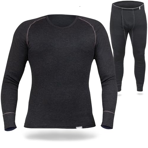 SES Thermounterwäsche Herren Set 3XL Anthrazit aus 75% Baumwolle und 25% Polyester/atmungsaktive & langlebige Thermounterwäsche Für Herren/Thermo Unterwäsche Männer Winter für Wärme und Komfort von SES