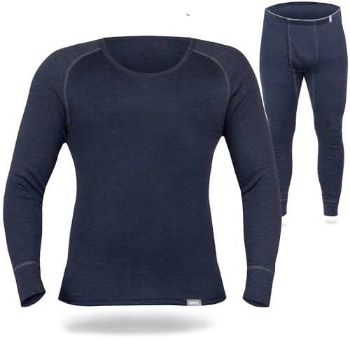 SES Thermounterwäsche Herren Set 3XL Marine aus 75% Baumwolle und 25% Polyester/atmungsaktive & langlebige Thermounterwäsche Für Herren/Thermo Unterwäsche Männer Winter für Wärme und Komfort von SES