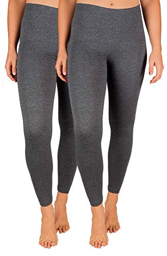 SES blickdichte Leggings Damen 2er Pack anthrazit meliert (32/34) / Leggings Damen Baumwolle/Leggins Damen mit Perfekter Passform und Komfort/Leggings Set Damen für vielfältige Looks von SES