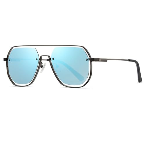 2025 Stilvolle Herren-Sonnenbrille mit quadratischem Rahmen aus Metall, polarisiert, Sonnenschutz für den Außenbereich, UV-Schutz beim Autofahren, C2, 148 x 147 x 55 mm von SETNGB