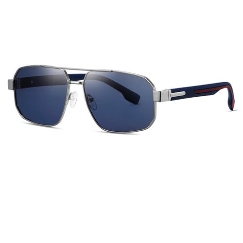 Herren Metall Polarisierte Sonnenbrille UV400 Sonnenbrille Großer Rahmen Fahren Golf Radfahren Schutzbrille Blendschutzbrille,C5,145 * 143 * 48mm von SETNGB