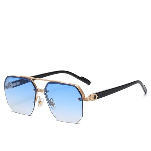 Herren-Sonnenbrille aus Metall, quadratisch, halb lässig, Retro-Mode, Outdoor, UV-Schutz, Sonnenbrille, C3, 140 x 145 x 51 mm von SETNGB