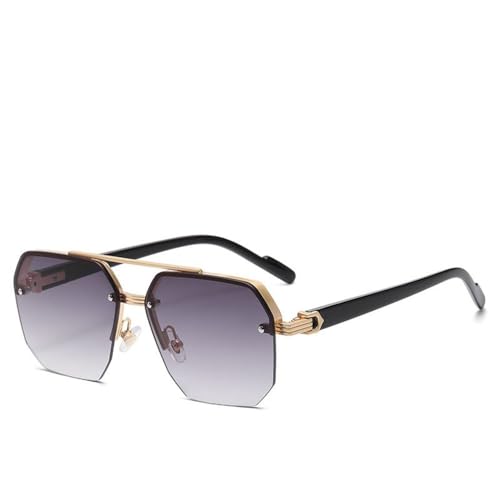 Herren-Sonnenbrille aus Metall, quadratisch, halb lässig, Retro-Mode, Outdoor, UV-Schutz, Sonnenbrille, C6, 140 x 145 x 51 mm von SETNGB