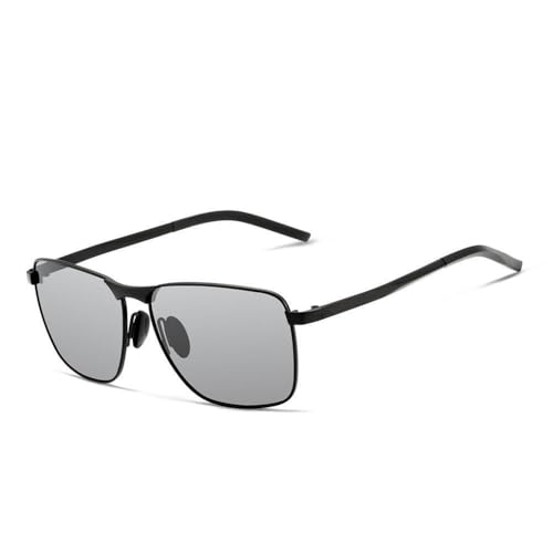 Herrenmode Lässige Vollrahmen Quadratische Metall Polarisierte Anti-UV-Sonnenbrille, C9 Photochrome Gläser, 140 * 141 * 46mm von SETNGB