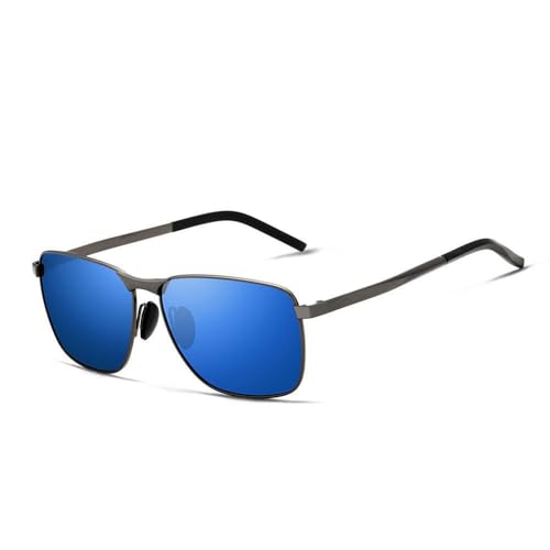 Herrenmode Lässige Vollrahmen-Sonnenbrille Aus Quadratischem Metall Mit Polarisiertem Anti-UV-Schutz,C4,140 * 141 * 46mm von SETNGB