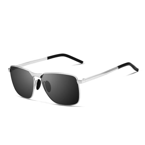 Herrenmode Lässige Vollrahmen-Sonnenbrille Aus Quadratischem Metall Mit Polarisiertem Anti-UV-Schutz,C6,140 * 141 * 46mm von SETNGB
