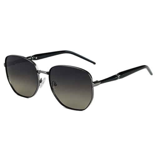 Polarisierte Sonnenbrille für Herren im Retro-Stil mit quadratischem Rahmen, für Outdoor-Reisen, Streetstyle, Autofahren, Sonnenblende, polarisierte Sonnenbrille mit UV-Schutz, Gun Grey Gradient G von SETNGB