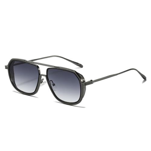 SETNGB 2025 Modische Sonnenbrille mit quadratischem Rahmen für Damen, Retro-Sonnenbrille im Punk-Stil zum Einkaufen und Autofahren, UV-Schutz, Gun Gray, 140 x 154 x 47 mm von SETNGB