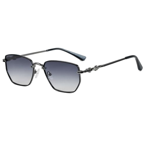 SETNGB 2025 Stilvolle polarisierte Sonnenbrillen mit quadratischem Metallrahmen für Herren und Damen für Reisen im Freien, Autofahren, Angeln und UV-Schutz, C5, 147 * 143 * 42 mm von SETNGB