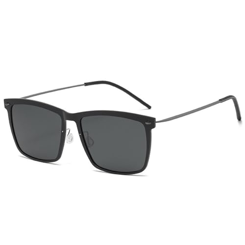 SETNGB 2025 Stilvolle quadratische Sonnenbrille für Männer und Frauen, leichte, schraubenlose, hochauflösende, polarisierte Sonnenbrille mit UV-Schutz, Schwarz, 150 x 139 x 45 mm von SETNGB