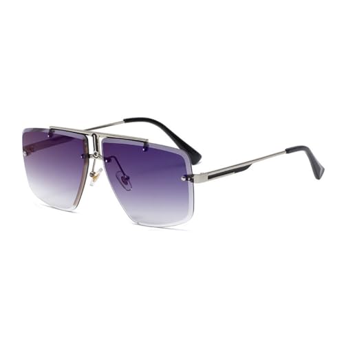 SETNGB 2025 Stilvolle quadratische randlose polarisierte Sonnenbrille für Männer und Frauen, Sonnenschutz im Freien zum Fahren, UV-Schutz, Sonnenbrille, C7, 140 x 145 x 52 mm von SETNGB
