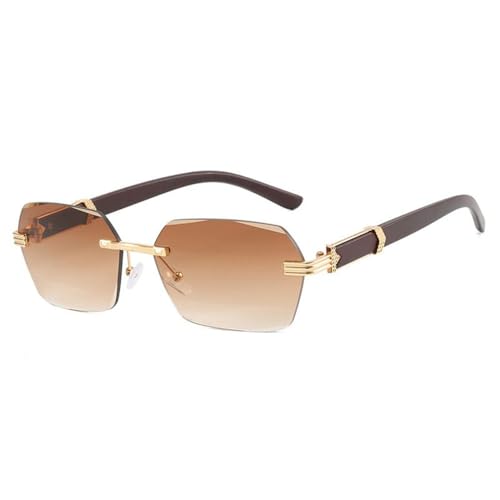 SETNGB 2025 Stilvolle rahmenlose rechteckige polarisierte Sonnenbrille für Männer und Frauen im Retro-Stil, UV400, C5, 159 * 144 * 42 mm von SETNGB