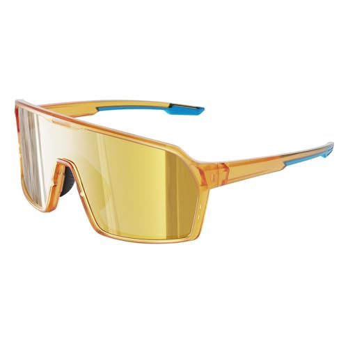 SETNGB Modische Lauf- und Radsport-Sonnenbrillen für Männer und Frauen Kollisionsschutz Outdoor-UV-Schutz TR90 Sport-Sonnenbrille,Gold,125 * 132 * 62mm von SETNGB