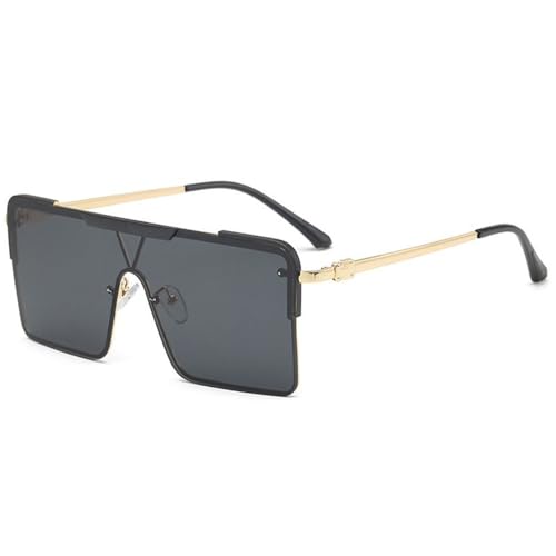 SETNGB Modische einteilige polarisierte Metall-Sonnenbrille für Männer und Frauen, geeignet für Reisen im Freien und Autofahren mit UV-Schutz, Goldgrau, 145 x 144 x 54 mm von SETNGB