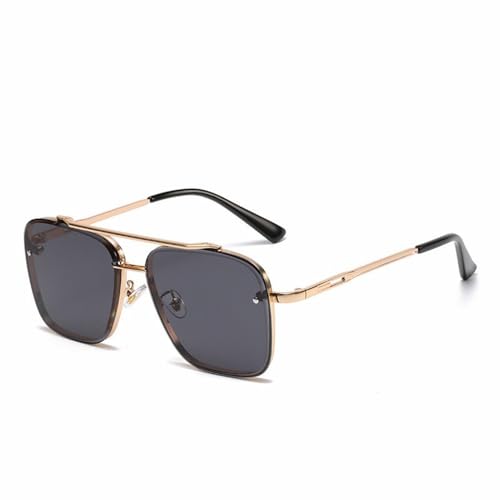 SETNGB Quadratische Sonnenbrille für Herren, Metallrahmen, Harzlinse, Sonnenbrille, Autofahren, Reisen, Outdoor-Brille, UV400, C7 Gold Schwarz, 153 x 146 x 54 mm von SETNGB