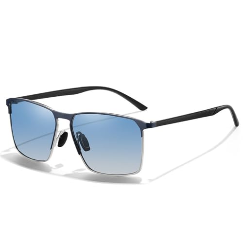 SETNGB Stilvolle polarisierte Herren-Sonnenbrille, kleiner quadratischer Metallrahmen mit TR90-Bügeln, leichte UV-Schutz-Sonnenbrille, C4, 142 x 145 x 47 mm von SETNGB