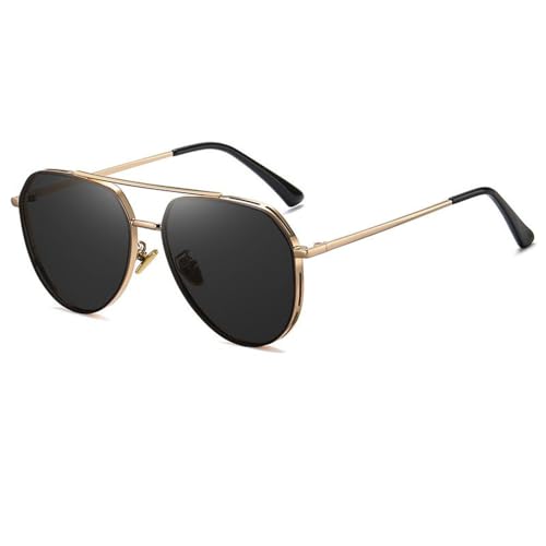 SETNGB Stilvolle polarisierte verspiegelte Sonnenbrille für Herren, Outdoor-Reisen und Autofahren, Sonnenblende, UV-Schutz, Sonnenbrille, Goldgrau, 146 x 145 x 54 mm von SETNGB
