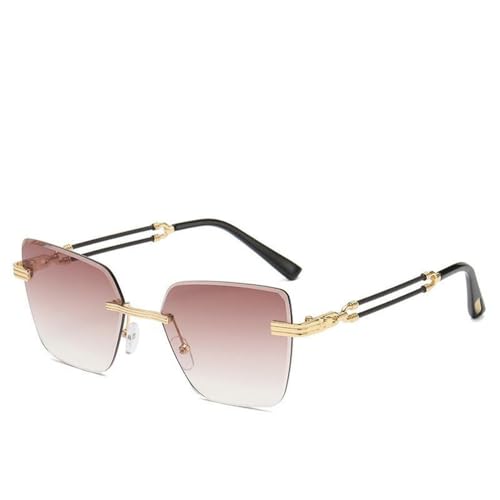 SETNGB Stilvolle randlose Sonnenbrille mit Farbverlauf für Männer und Frauen im Freien, Reisen, UV-Schutz, Sonnenbrille, C3, 139 x 149 x 48 mm von SETNGB