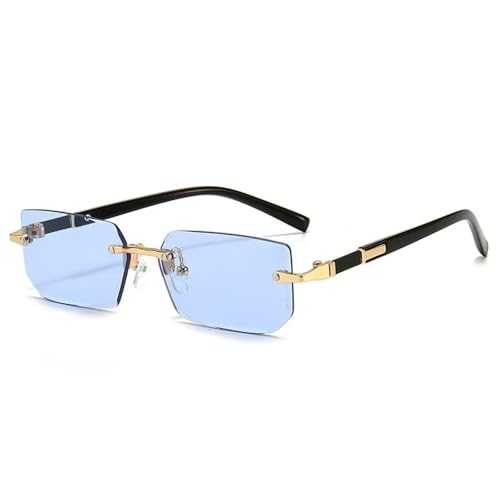 SETNGB Stilvolle randlose polarisierte Sonnenbrille für Männer und Frauen quadratische Metall-UV-Schutz-Sonnenbrille,C9,135 * 128 * 33mm von SETNGB