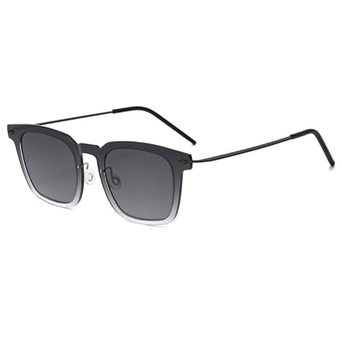 SETNGB Stilvolle runde polarisierte Damen-Sonnenbrille für Herren, UV400-Schutz, Metallrahmen, UV-Schutz, Sonnenbrille zum Autofahren, Grau, Schwarzgrau, 150 x 142 x 46 mm von SETNGB
